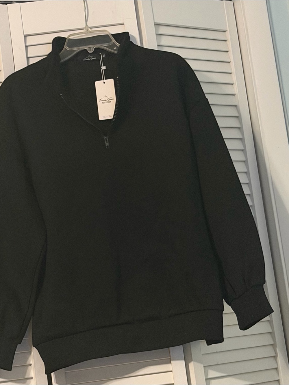 NWT Trendy Queens Black Quarter-Zip Pullover